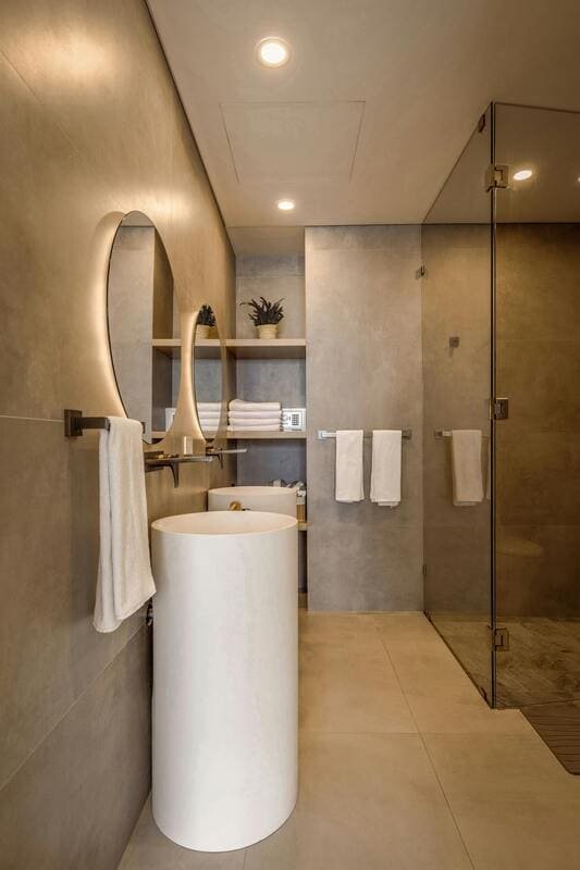luxury bathroom with gold fixtures