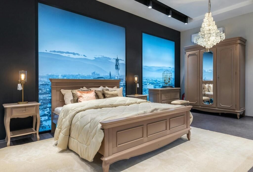 Modern suite with minimalist designer furniture